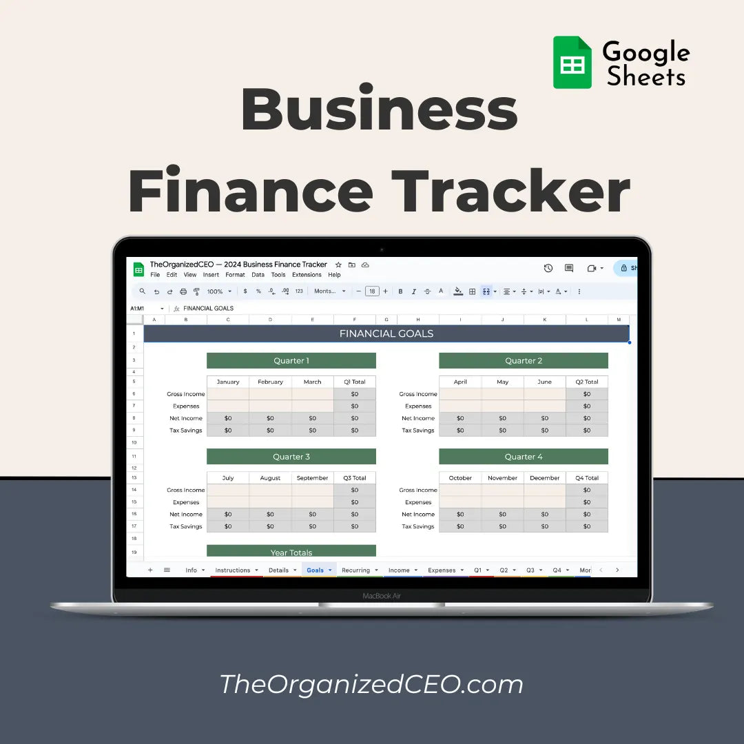 Track your online business finances with the Business Finance Tracker.