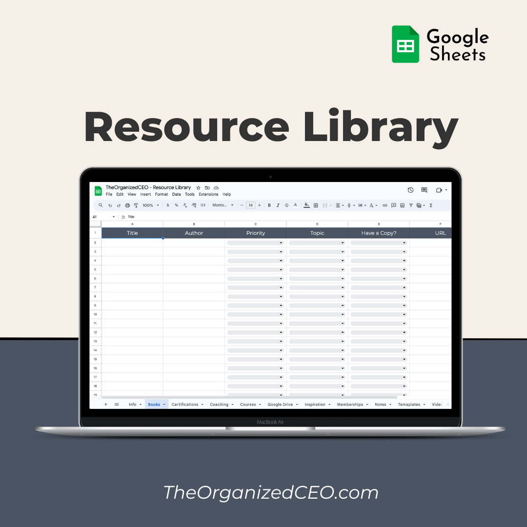 Resource Library - Google Sheet Template