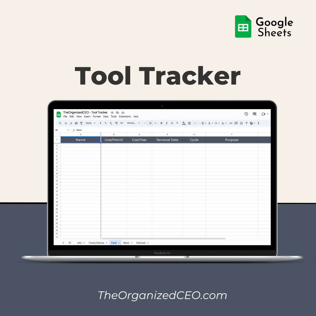 Tool Tracker - Google Sheet Template